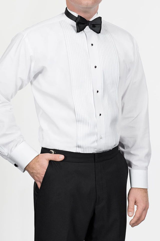 White Wing Collar Formal Tuxedo Shirt Rental.